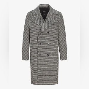 Men’s Express houndstooth wool blend coat size L